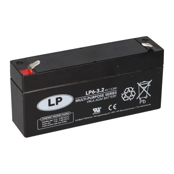 Batteria Al Piombo Landport LP6-3,2 6V 3,2Ah Agm T1 Senza Manutenzione-image