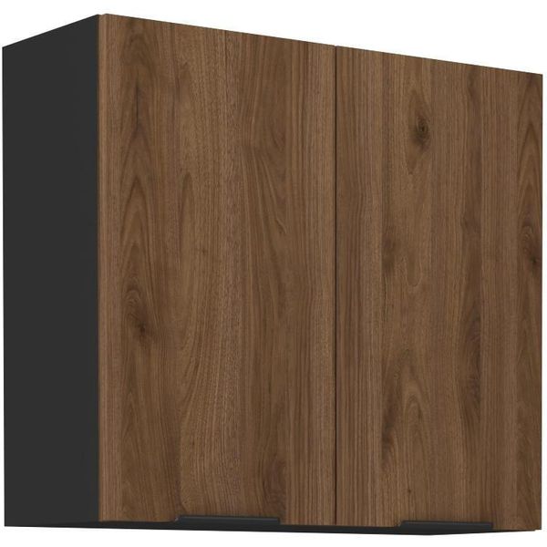 Mobile Cucina Superiore Tova - Larghezza 80 Cm, Noce Okapi / Nero-image