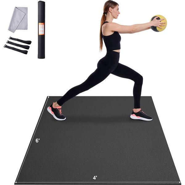 Tappetino Da Allenamento Vevor, Tappetino Da Yoga Antiscivolo Ad Alta Densità, Tappetino Da Allenamento Per Uomini E Donne, Tappetino Da Fitness E Da Allenamento Con Borsa E Tracolla, Per Tutti I Tipi Di Yoga Domestico, Pilates E Allenamento A Terra (1,8 X 1,2 M)-image