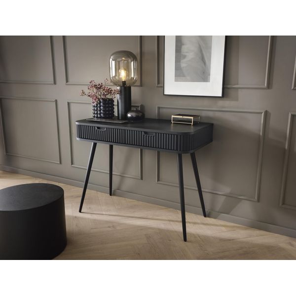 Toilette In Mdf Nero Con Gambe Nere/Oro 103X49X80 Cm-image