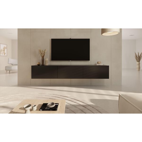 Pensile Moderno Rtv Nero, Design Minimalista - 3 Ante-image