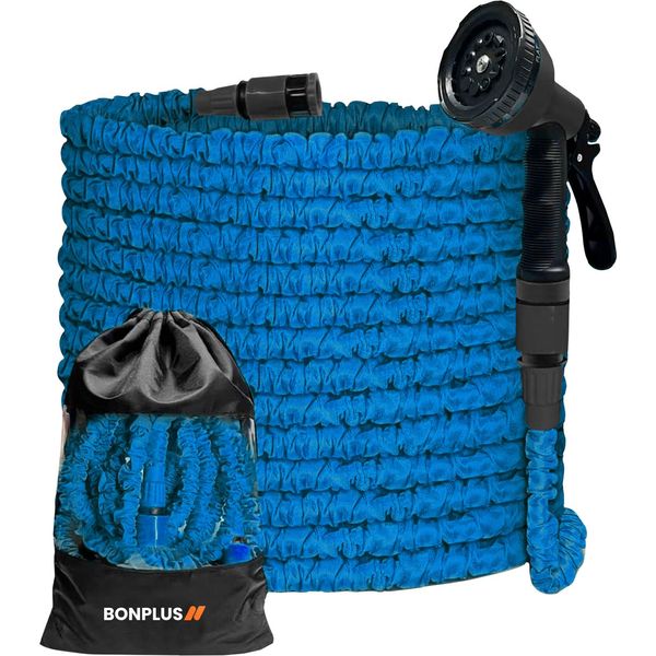 Bonplus Bp Tubo Da Giardino Allungabile Con Lancia A Spruzzo, 10 Funzioni Diverse, Tubo Da Giardino Con Pistola A Spruzzo, Con Borsa Per Il Trasporto (15 M)-image