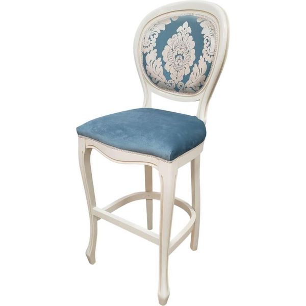 Casa Padrino Sedia Barocca Blu/Bianco H. 120 Cm - Arredo Barocco-image