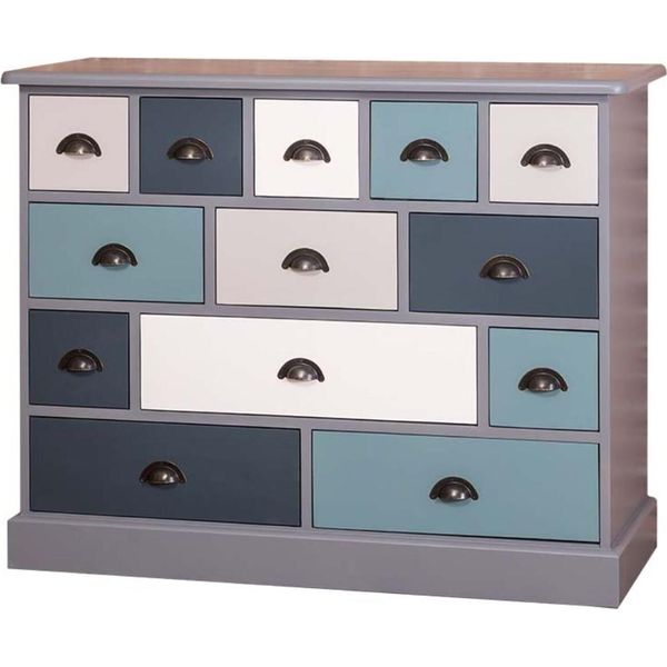 Casa Padrino Cassettiera In Stile Country Con 13 Cassetti Grigio / Colorato 120 Cm - Mobili Da Ufficio In Stile Country-image