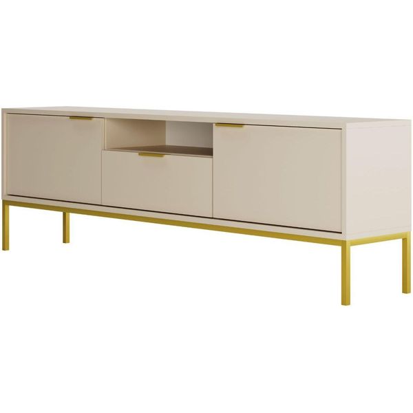 Mobile Moderno In Cashmere, Gambe Dorate - Design Elegante 175 Cm-image