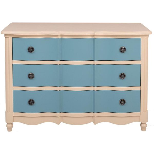 Casa Padrino Cassettiera In Stile Country Con 3 Cassetti Beige / Blu 130 Cm - Mobili In Stile Country-image