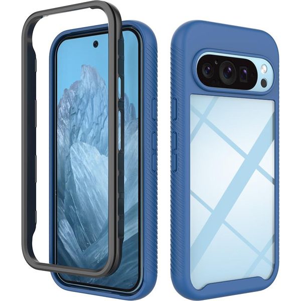Custodia Per Google Pixel 10 / Pixel 10 Pro, Copertura Posteriore Trasparente Ibrida, Robusto Paraurti In Tpu, Custodia Antiurto Blu Reale-image