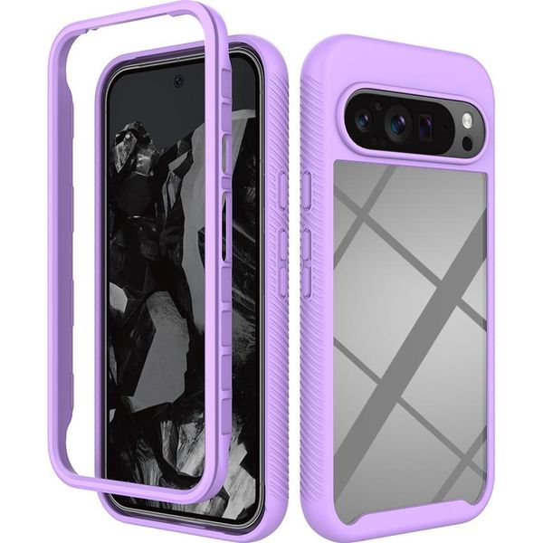 Custodia Per Google Pixel 10 Pro Xl, Copertura Posteriore Trasparente Ibrida, Robusto Paraurti In Tpu, Custodia Antiurto Viola-image