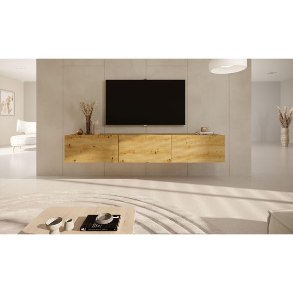 Pensile Moderno Artisan In Rovere Rtv, Design Minimalista - 3 Ante-image