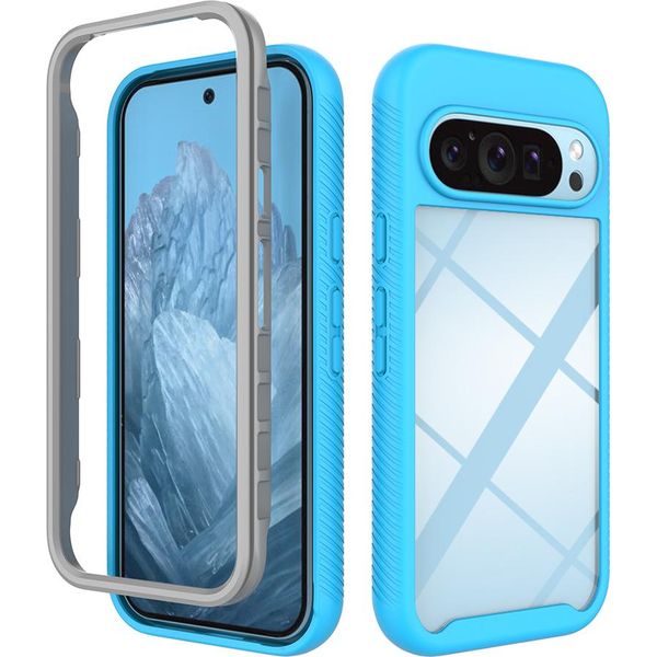 Custodia Per Google Pixel 9 / Pixel 9 Pro, Copertura Posteriore Trasparente Ibrida, Robusto Paraurti In Tpu, Custodia Antiurto Blu-image