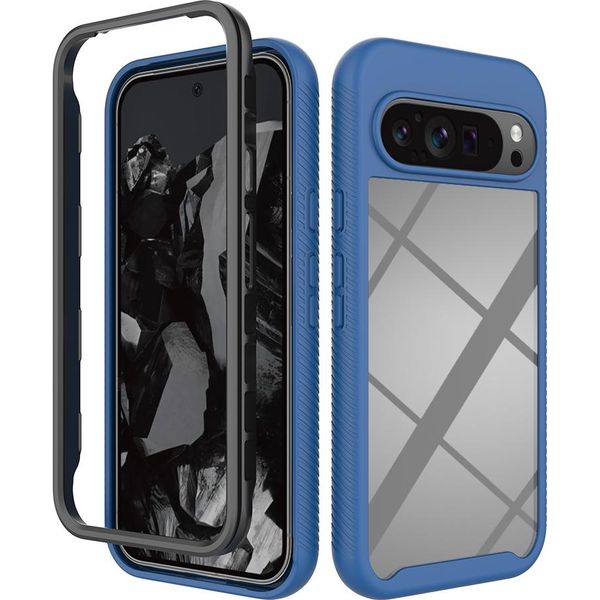 Custodia Per Google Pixel 9 Pro Xl, Copertura Posteriore Trasparente Ibrida, Robusto Paraurti In Tpu, Custodia Antiurto Blu Reale-image