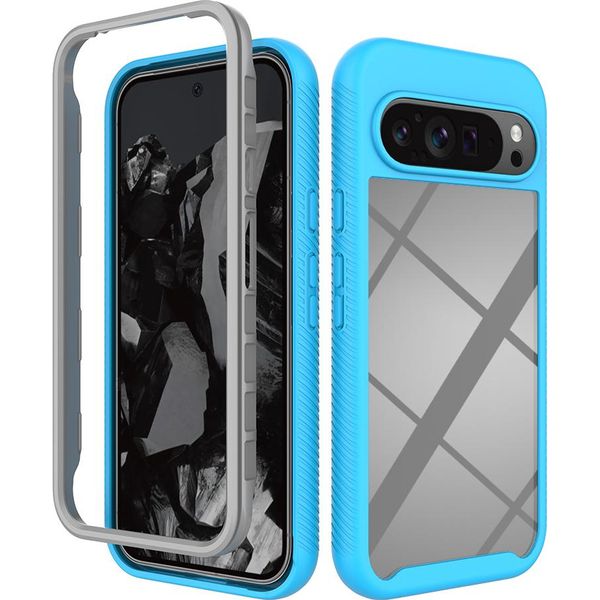 Custodia Per Google Pixel 9 Pro Xl, Copertura Posteriore Trasparente Ibrida, Robusto Paraurti In Tpu, Custodia Antiurto Blu-image