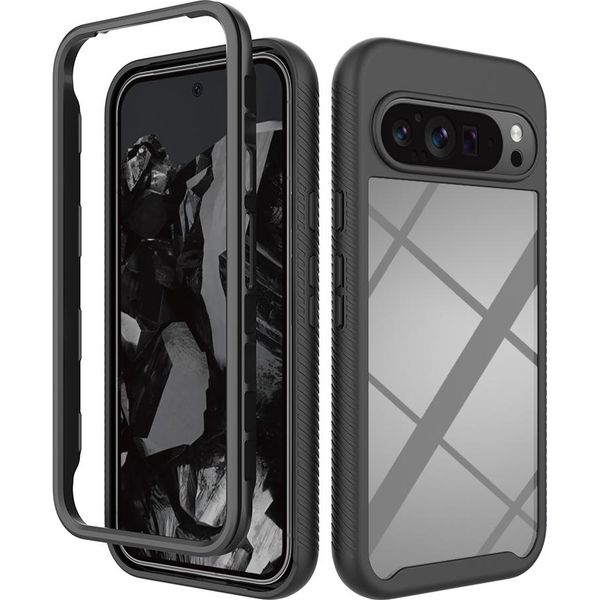 Custodia Per Google Pixel 10 Pro Xl, Copertura Posteriore Trasparente Ibrida, Robusto Paraurti In Tpu, Custodia Antiurto Nera-image