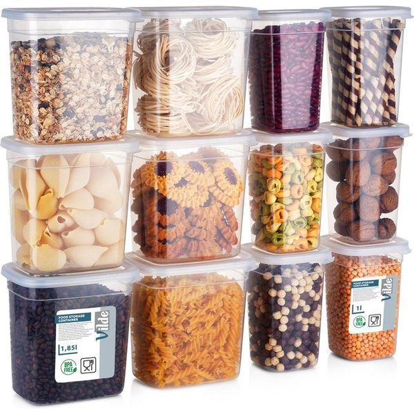 Contenitori Per Alimenti Vilde Con Coperchio Contenitori Per Alimenti Contenitori Per Cucina 1 L / 1,85 L 12 Pz.-image
