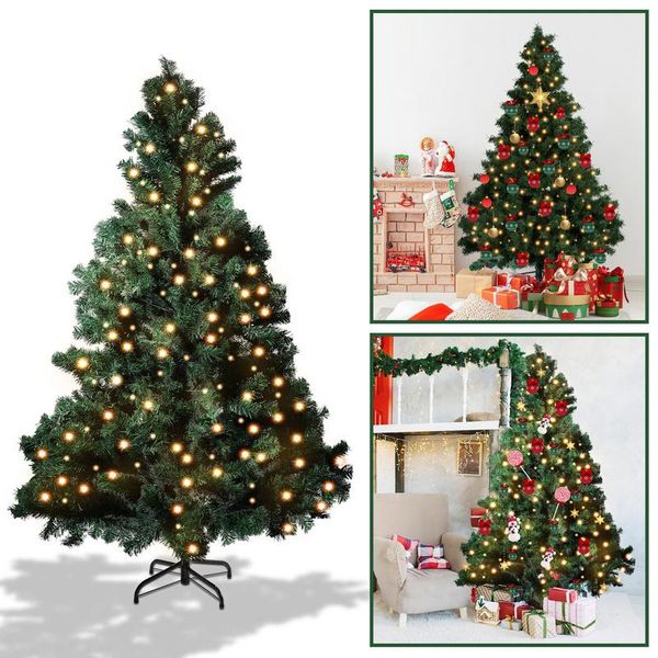 Clanmacy Led 210CM Albero Di Natale Artificiale Verde Pvc Aghi Albero Decorativo Per La Decorazione Di Natale Con Luci Fiabesche, Con 1200 Punte-image