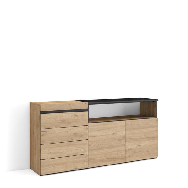 Cassettiera, 157X35X75Cm, Camera Da Letto, Con Stoccaggio, Rovere-image