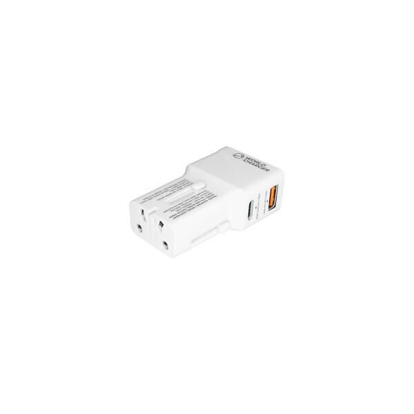 Prio Fast Charge World Caricatore Da Viaggio 25W Pd Pps (Usb C) + Qc 3.0 (Usb A) Bianco-image