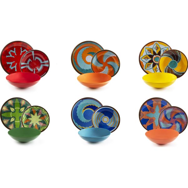 Set Di Stoviglie Excelsa 18 Pezzi Dakar In Porcellana Colorata-image