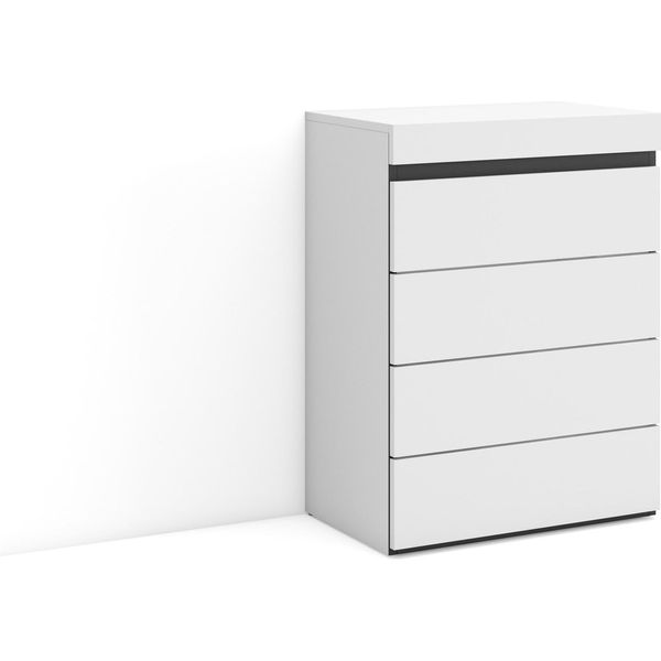 Cassettiera, 57X35X75Cm, Camera Da Letto, Con Stoccaggio, Bianco E Nero-image