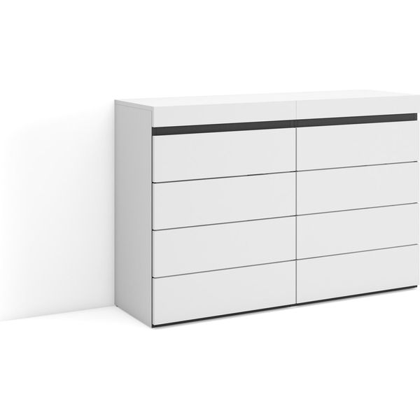 Cassettiera, 114X35X75Cm, Camera Da Letto, Con Stoccaggio, Bianco E Nero-image