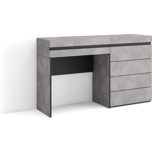 Tavolo Da Toeletta, 127X75X35Cm, Con Cassetto, Cassettiera, Cemento-image
