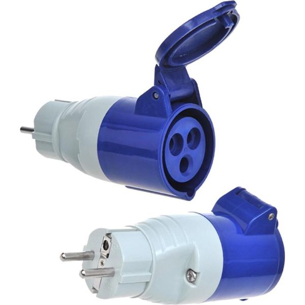 Adattatore Spina Adaper Da Schuko A Attacco Cee Caravan Camper Roulotte Barca 230V-image