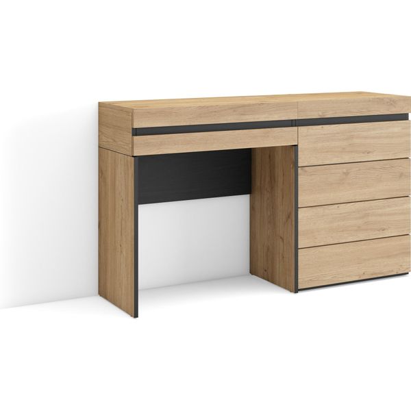 Tavolo Da Toeletta, 127X75X35Cm, Con Cassetto, Cassettiera, Rovere-image