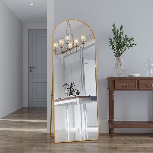 Proximax Specchio Curvo A Figura Intera Con Angoli Arrotondati, 162 X 53 Cm Specchio A Figura Intera Di Grandi Dimensioni Specchio Da Terra Come Specchio Da Toeletta Per Il Soggiorno, Oro-image