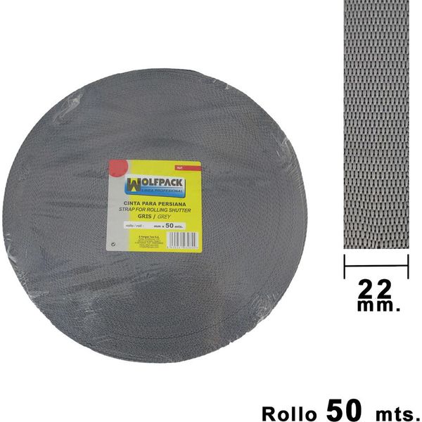 Nastro Per Tapparelle Wolfpack 22 Mm Grigio. Rotolo Da 50 Metri-image