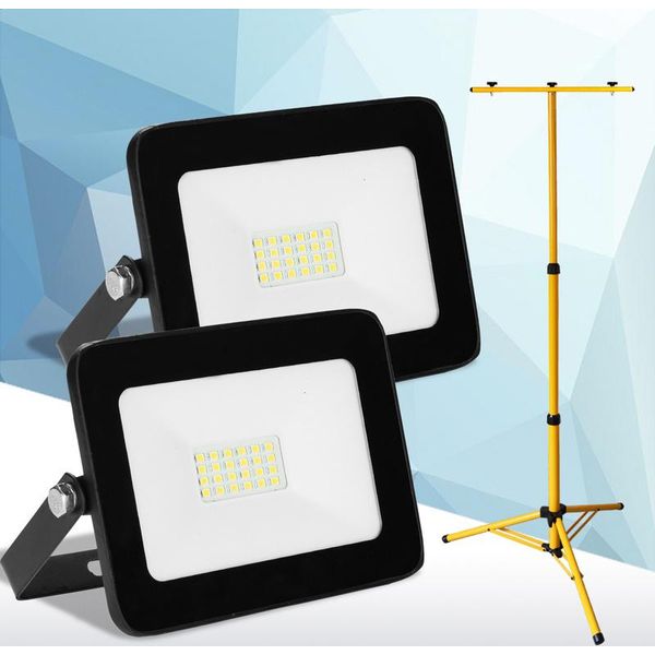 Jayseuw Faro Da Cantiere A Led 2X 20W Faro A Led Faro Con Treppiede Faro Da Esterno IP79 Faro Impermeabile Luce Da Lavoro Bianco Freddo-image