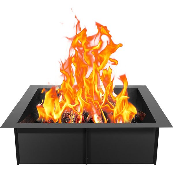 Anello Per Pozzo Del Fuoco Vevor, Diametro Esterno 42 X 42 Pollici/Diametro Interno 36 X 36 Pollici, Rivestimento Per Pozzo Del Fuoco Quadrato Alto 10 Pollici, Rivestimento Acciaio Al Carbonio Resistente, Anello Per Falò Fai Da Te Sopra O Nel Terreno,-image
