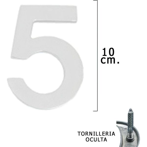 Numero "5"" Wolfpack, Argento Opaco, 10 Cm + Viti, Blister Con 1 Pezzo"-image