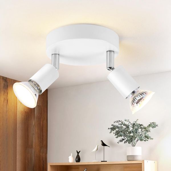 Zmh Faretto Da Soffitto Led Lampada Da Cucina GU10 - Lampada Da Soffitto 2 Fiamme Rotonde 350° Punti Luce Da Soffitto Per Cucina Corridoio Camera Da Letto Soggiorno - Senza Lampadine-image