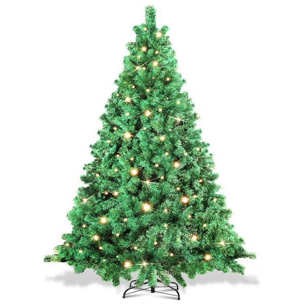 Jopassy Albero Di Natale Floccaggio Polvere Di Neve Decorazione Di Natale Albero Artificiale 210 Cm Con Led Bianco Caldo-image