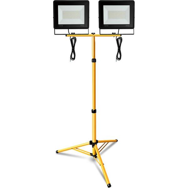 Jopassy 2X 100W Led Proiettore Da Costruzione Proiettore A Treppiede Proiettore Da Esterno Luce Da Lavoro Proiettore Da Costruzione IP66 Impermeabile Bianco Caldo-image