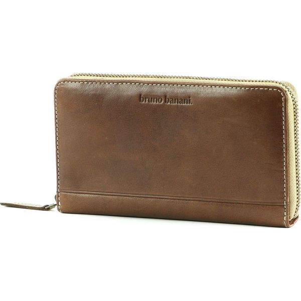 Bruno Banani Pelle Portafoglio Zip Around Wallet Brown Marrone-image