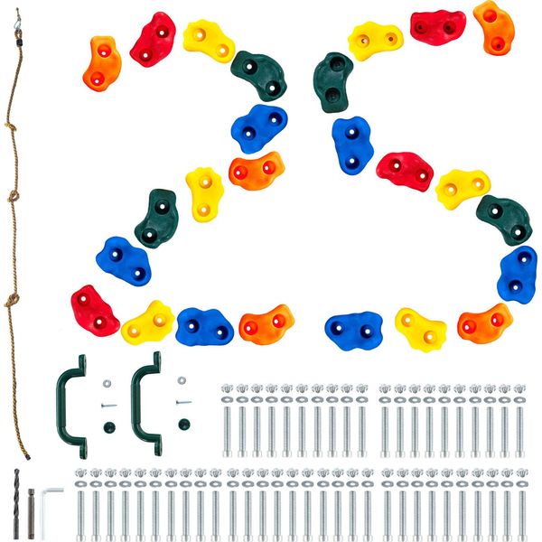 Vevor 25 Prese Per Arrampicata, Rocce Per Arrampicata Di Varie Dimensioni E Colori Per Bambini E Adulti, Prese Per Pareti Di Arrampicata Con Corda Annodata, Maniglie E Materiale Di Fissaggio, Prese Per Pareti Di Arrampicata-image