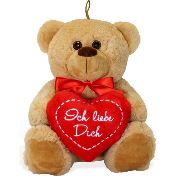 Orsetto Con Cuore Ich Pass Auf Dich Auf Orsetto Di Peluche Marrone 25 Cm-image