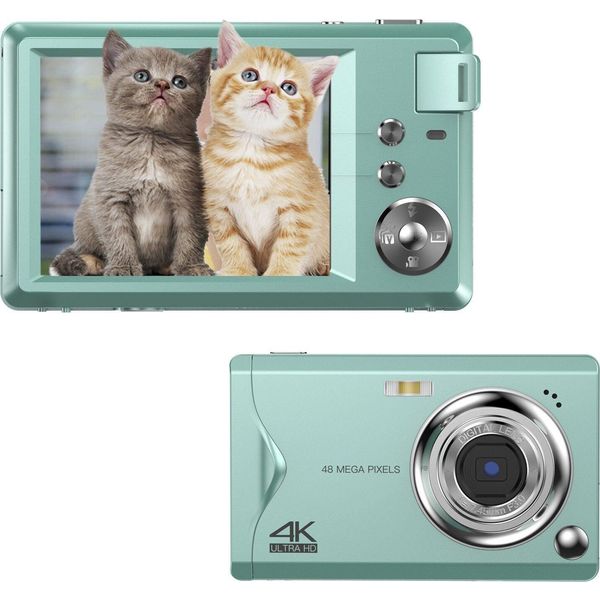 Zelurxx Fotocamera Digitale, 48MP, Fotocamera 1080P Fhd, 3.0 Pollici, Fotocamera Compatta, Zoom Digitale 16X, Portatile, Per Adolescenti Adulti Principianti, Verde-image