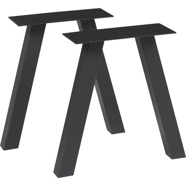 Set Di 2 Telai Da Tavolo 'Mariager' Per Tavolino Panca Sgabello Acciaio 42 X 40 Cm Nero-image