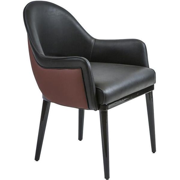 Sedia Nera Con Braccioli Sala Da Pranzo Moderna Arredo Di Lusso Seduta Imbottita-image