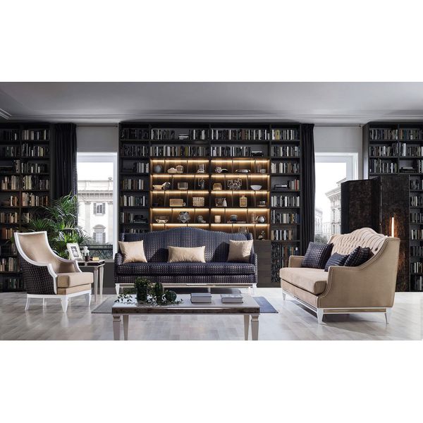 Set Di Divani Da Salotto Moderni Imbottiti A Tre Posti Poltrona Di Design 3 Pezzi-image