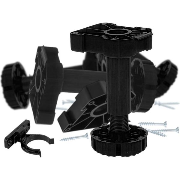 Gamba Per Mobili 100 Mm Regolabile In Altezza 90-118 Mm Plastica Nera 10X-image