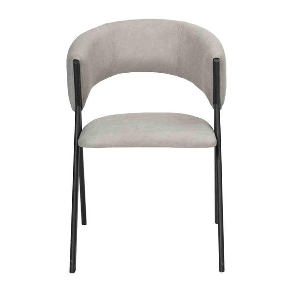 Sedia Da Pranzo Grigio Chiaro Sedia Imbottita Di Design Struttura In Metallo Monoposto-image