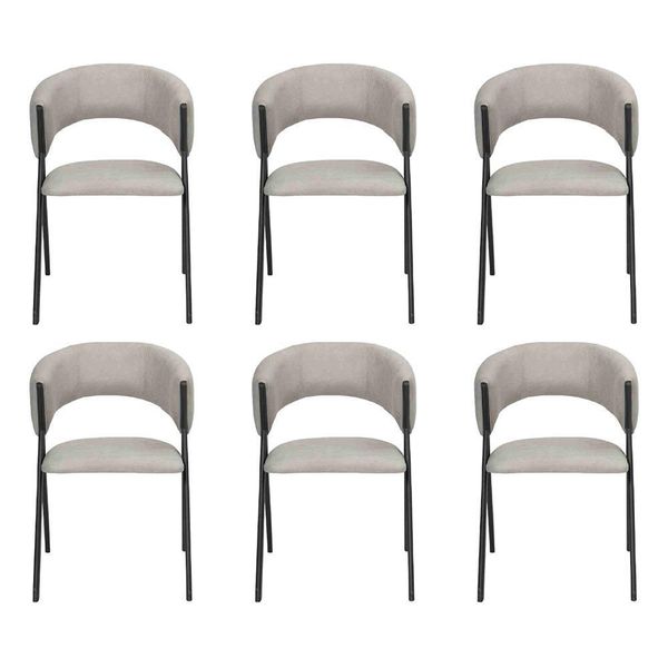 Sala Da Pranzo Grigio Gruppo Tessile Set 4X Poltrona Sedia Design Imbottitura In Tessuto Sedie-image