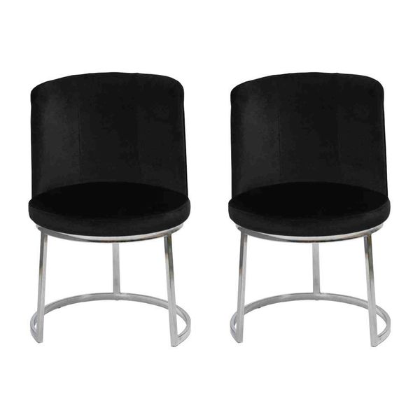 Sedie 2X Di Design Nere Con Gambe In Acciaio Inox Sedie Da Pranzo Moderne-image