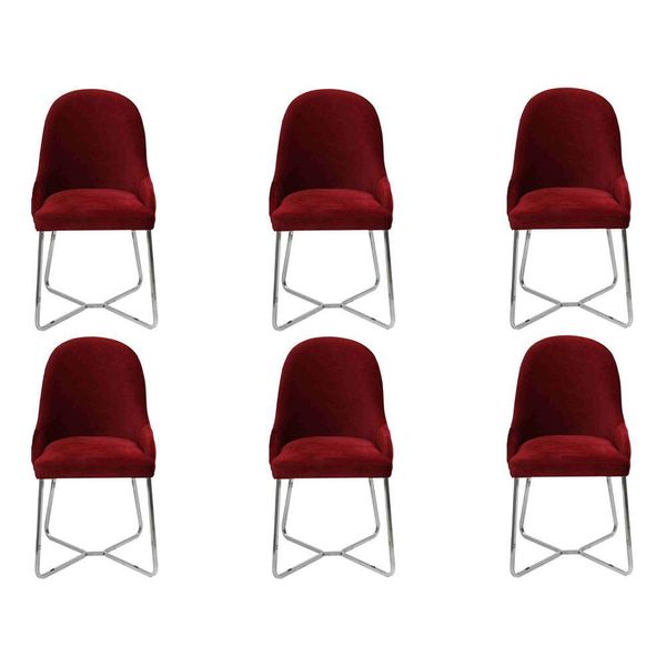 Sedie Moderne Arredo Sala Da Pranzo Di Lusso Rosso 6X Sedie Arredo Sedia Da Pranzo-image
