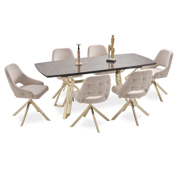 Esclusivo Set Da Pranzo Tavolo Da Pranzo Di Design Lussuose 6X Sedie Imbottite-image