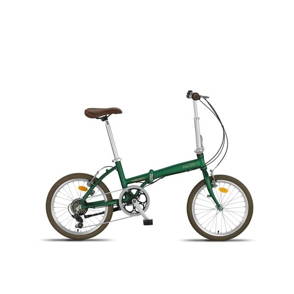 Pacto Twelve - Bici Olandese Comoda Bici Pieghevole, Telaio In Alluminio Bici 20 Pollici Bicicletta 6 Velocità Cambio Shimano Bici Pieghevole Retro Verde-image