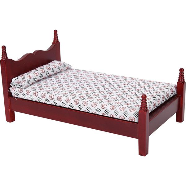Mini Letto Singolo Casa Delle Bambole, Letto Singolo Da Esposizione Casa Delle Bambole, Letto Singolo In Legno Casa Delle Bambole, Letto Singolo Casa Delle Bambole In Legno, Mini Letto Singolo Per Bambole-image